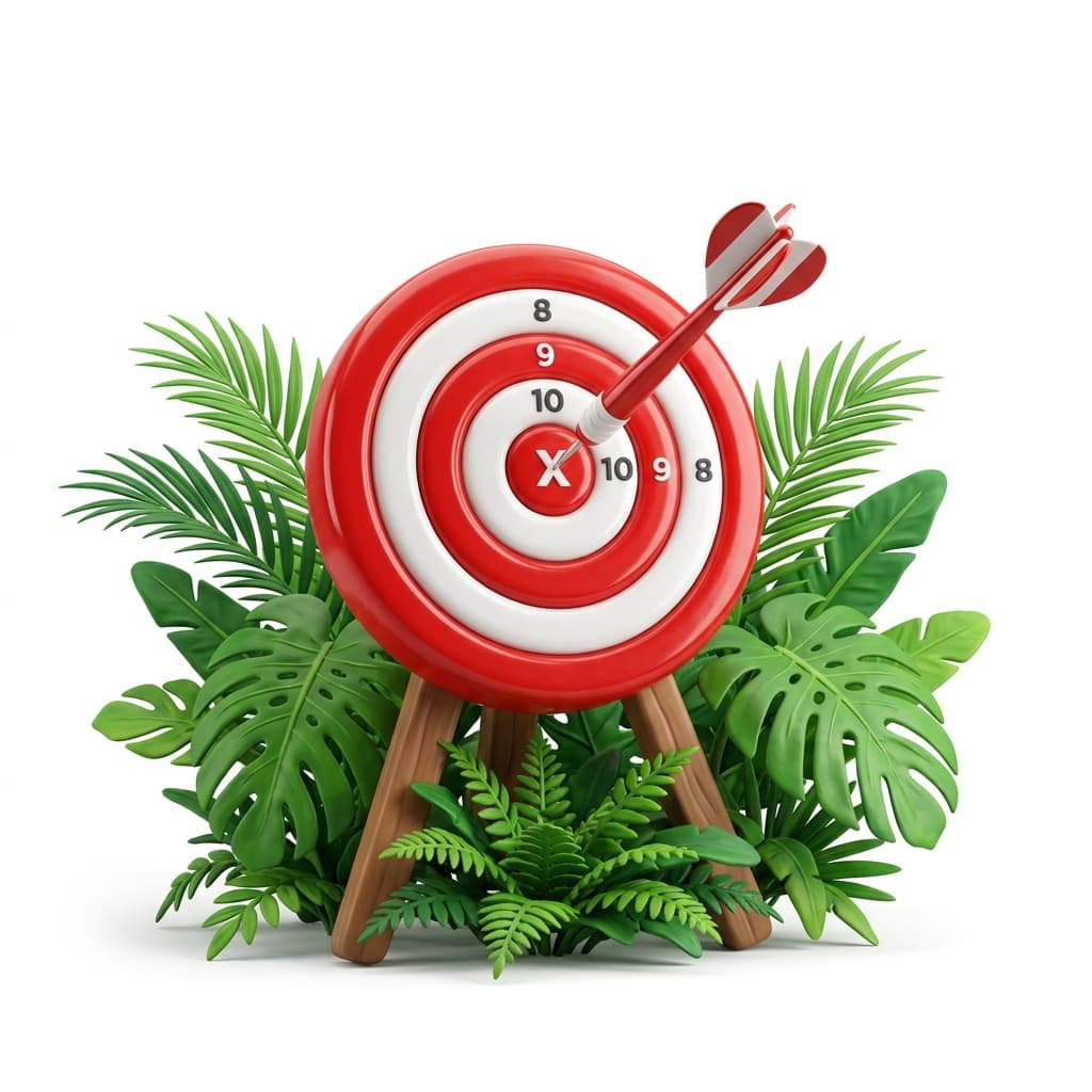 3D Target with Green Leaves